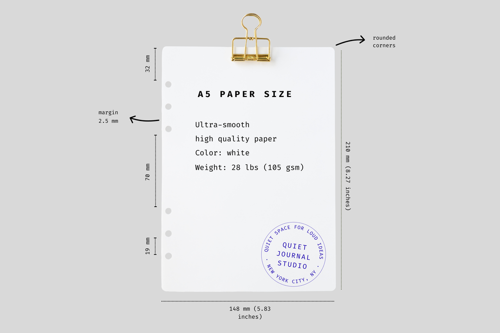 A5 paper size measurements