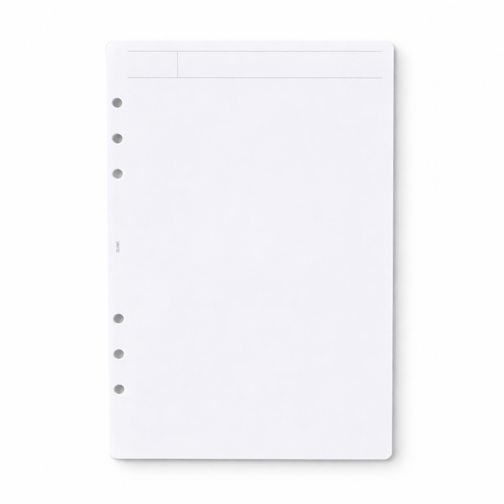 White notebook with gray buttons on a white background