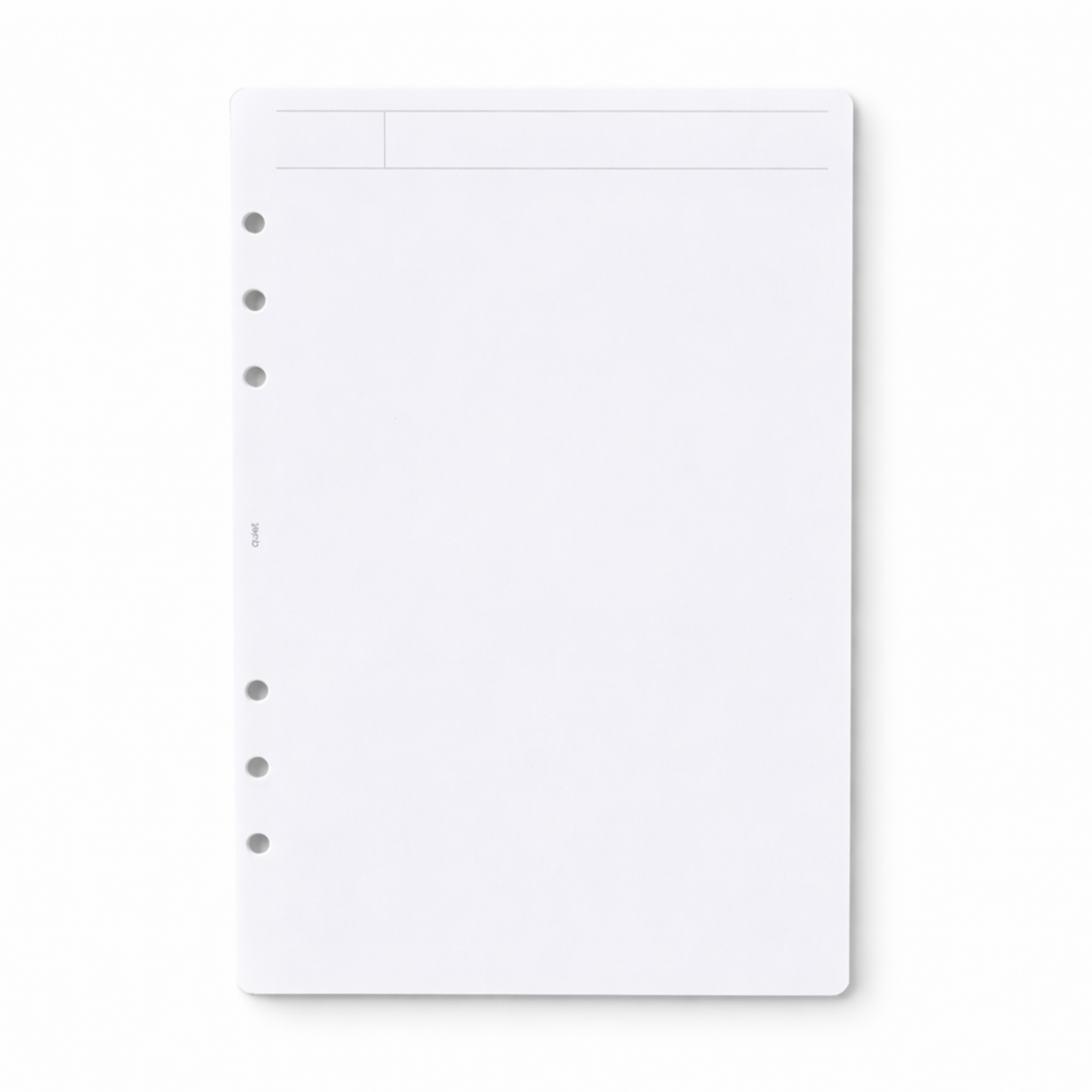 White notebook with gray buttons on a white background