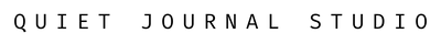 Logo of Quiet Journal Studio with black text on a clear background