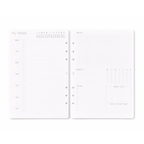 Two planner pages showing a weekly layout and notes section on a white background.