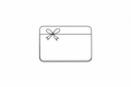 A minimalist black line drawing of a rectangular gift box with a ribbon and bow, centered on a plain white background.